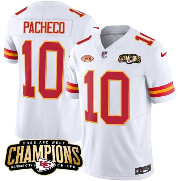 Men & Women & Youth Kansas City Chiefs #10 Isiah Pacheco White 2023 F.U.S.E. AFC West Champions With NKH Patch Vapor Untouchable Limited Jersey,We sell and wholesale Men & Women & Youth Kansas City Chiefs #10 Isiah Pacheco White 2023 F.U.S.E. AFC West Champions With NKH Patch Vapor Untouchable Limited Jersey on line form chian!